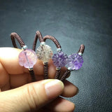 Fengbaowu Natural Stone 7 Quartz Flower Bracelet 925 Sterling Silver