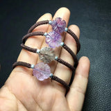 Fengbaowu Natural Stone 7 Quartz Flower Bracelet 925 Sterling Silver
