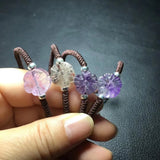 Fengbaowu Natural Stone 7 Quartz Flower Bracelet 925 Sterling Silver
