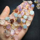 1 Pc Natural Stone Crystal Quartz Flower Pendant Carved Plant Gift DIY