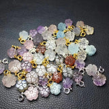 1 Pc Natural Stone Crystal Quartz Flower Pendant Carved Plant Gift DIY