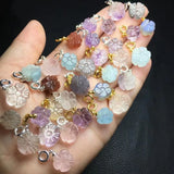 1 Pc Natural Stone Crystal Quartz Flower Pendant Carved Plant Gift DIY