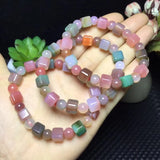 Natural Stone Yanyuan Agate Bracelet Cube Beads Healing Jewelry Gift