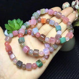 Natural Stone Yanyuan Agate Bracelet Cube Beads Healing Jewelry Gift