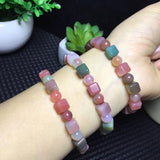 Natural Stone Yanyuan Agate Bracelet Cube Beads Healing Jewelry Gift
