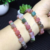 Natural Stone Yanyuan Agate Bracelet Cube Beads Healing Jewelry Gift