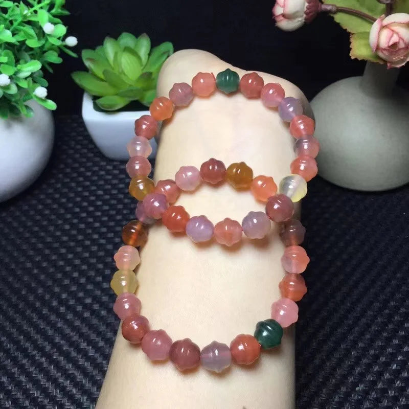 Fengbaowu Yanyuan Agate Bracelet Tinkle Bell Shape Beads Crystal Healing