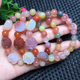Natural Stone Yanyuan Agate Peony Flower Bracelet Crystal Jewelry Gift
