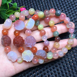 Natural Stone Yanyuan Agate Peony Flower Bracelet Crystal Jewelry Gift