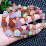 Natural Stone Yanyuan Agate Peony Flower Bracelet Crystal Jewelry Gift
