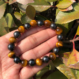 Yellow Tiger Eye Hematite Bracelet Round Beads Crystal Quartz