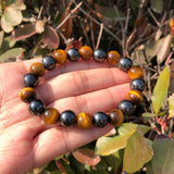 Yellow Tiger Eye Hematite Bracelet Round Beads Crystal Quartz