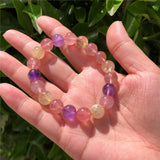 Natural 7 Colorful Rutilated Quartz Bead Bracelet Crystal Healing Stone