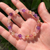 Natural 7 Colorful Rutilated Quartz Bead Bracelet Crystal Healing Stone
