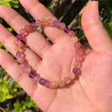 Natural 7 Colorful Rutilated Quartz Bead Bracelet Crystal Healing Stone