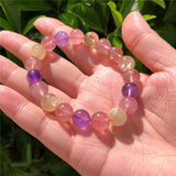 Natural 7 Colorful Rutilated Quartz Bead Bracelet Crystal Healing Stone