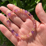 Natural 7 Colorful Rutilated Quartz Bead Bracelet Crystal Healing Stone