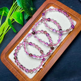 7 Purple Rutilated Quartz Round Beads Bracelet Crystal Healing Stone
