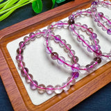 7 Purple Rutilated Quartz Round Beads Bracelet Crystal Healing Stone