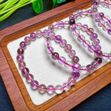 7 Purple Rutilated Quartz Round Beads Bracelet Crystal Healing Stone