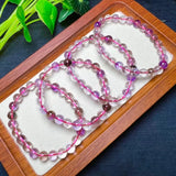 7 Purple Rutilated Quartz Round Beads Bracelet Crystal Healing Stone