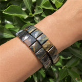 Natural Tiger Eye Bracelet Faceted Bead Bangle Crystal Healing Stone