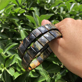 Natural Tiger Eye Bracelet Faceted Bead Bangle Crystal Healing Stone