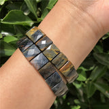 Natural Tiger Eye Bracelet Faceted Bead Bangle Crystal Healing Stone