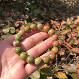 Unakite Bracelet Round Beads Crystal Quartz Healing Stone Women Men Jewelry
