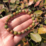 Unakite Bracelet Round Beads Crystal Quartz Healing Stone Women Men Jewelry