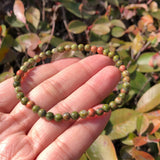 Unakite Bracelet Round Beads Crystal Quartz Healing Stone Women Men Jewelry