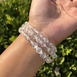 Natural Clear Quartz Bracelet Diamond Faceted Beads Crystal Healing