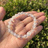 Natural Clear Quartz Bracelet Diamond Faceted Beads Crystal Healing