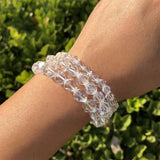 Natural Clear Quartz Bracelet Diamond Faceted Beads Crystal Healing
