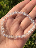 Natural Clear Quartz Bracelet Diamond Faceted Beads Crystal Healing