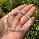 Natural Clear Quartz Bracelet Diamond Faceted Beads Crystal Healing
