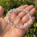 Natural Clear Quartz Bracelet Diamond Faceted Beads Crystal Healing