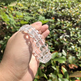 Clear Rock Quartz Bracelet Faceted Bangle Crystal Healing Stone Jewelry Gift