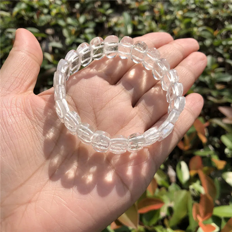 Clear Rock Quartz Bracelet Faceted Bangle Crystal Healing Stone Jewelry Gift