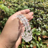Clear Rock Quartz Bracelet Faceted Bangle Crystal Healing Stone Jewelry Gift
