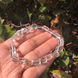 Natural Clear Rock Quartz Bracelet Cube Beads Crystal Healing Stone