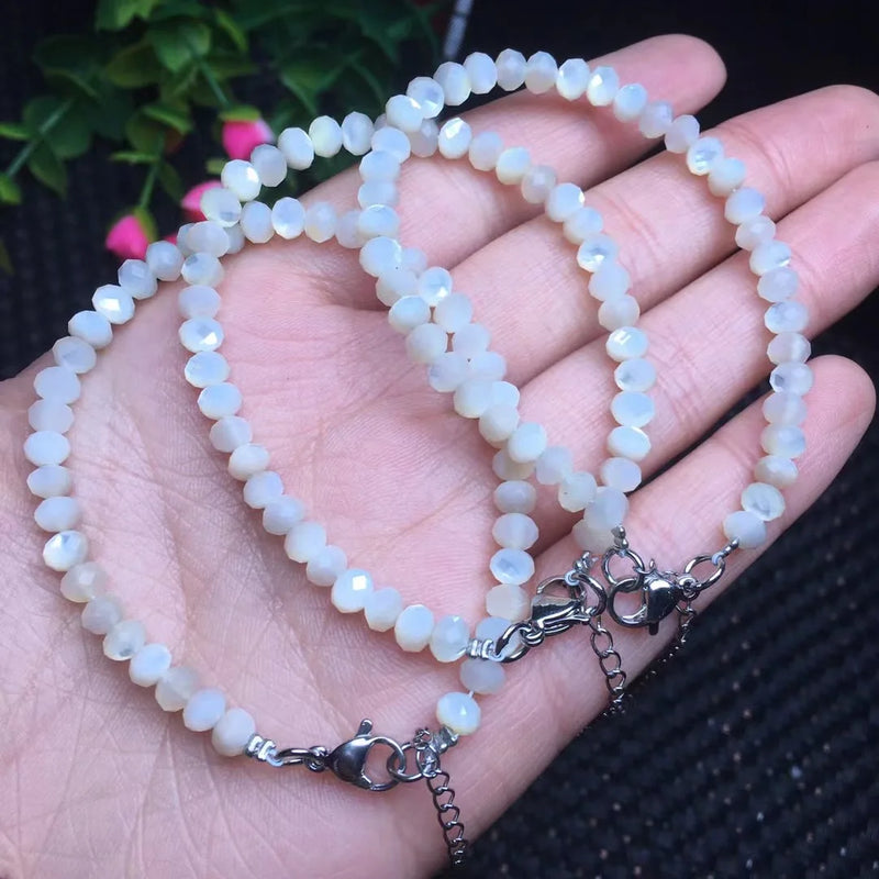Fengbaowu Pearl Shell Faceted Bead Chain Bracelet