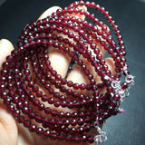 Natural Wine Red Garnet Chain Bracelet 925 Silver Reiki Healing Stone