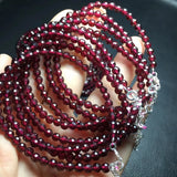 Natural Wine Red Garnet Chain Bracelet 925 Silver Reiki Healing Stone