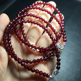 Natural Wine Red Garnet Chain Bracelet 925 Silver Reiki Healing Stone