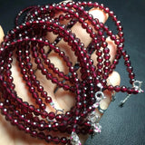 Natural Wine Red Garnet Chain Bracelet 925 Silver Reiki Healing Stone