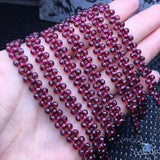 Natural Wine Red Garnet Chain Bracelet Reiki Healing Stone Jewelry