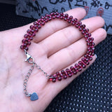 Natural Wine Red Garnet Chain Bracelet Reiki Healing Stone Jewelry