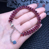 Natural Wine Red Garnet Chain Bracelet Reiki Healing Stone Jewelry