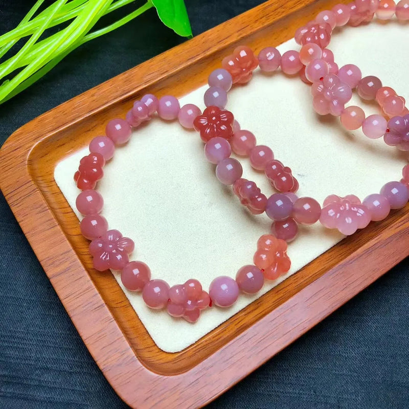 1 Pc Natural Yanyuan Agate Flower Bracelet Crystal Jewelry